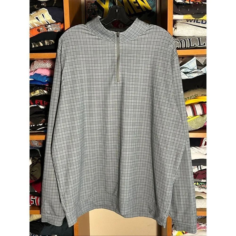 Peter Millar Men’s Perth Stretch Glen Plaid Quarter-Zip Pullover XL